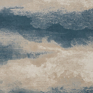 Homeroots 8' X 11' Ivory And Teal Blue Abstract Non Skid Area Rug  Polyester 551171