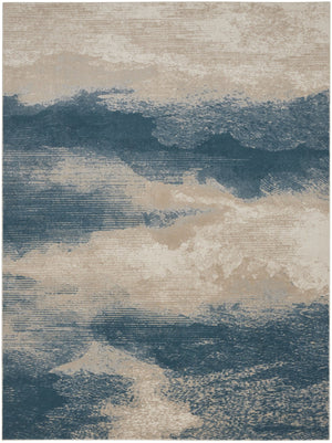 HomeRoots 5' Teal and Ivory Abstract Area Rug – Stain-Resistant, Non-Skid, Durable Design for Modern Spaces 8' X 11' 551171