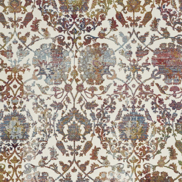 Homeroots 5' X 8' White And Golden Brown Floral Distressed Non Skid Area Rug  Polypropylene,Polyester 551172