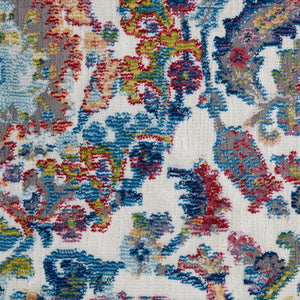 Homeroots 5' X 8' Ivory Blue And Red Floral Distressed Non Skid Area Rug  Polypropylene,Polyester 551173