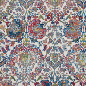 Homeroots 5' X 8' Ivory Blue And Red Floral Distressed Non Skid Area Rug  Polypropylene,Polyester 551173