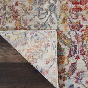 HomeRoots 5' Distressed Floral Area Rug in Ivory, Gray, and Orange – Stylish Comfort for Any Room Decor 5' X 8' 551174