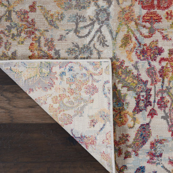 HomeRoots 5' Distressed Floral Area Rug in Ivory, Gray, and Orange – Stylish Comfort for Any Room Decor 5' X 8' 551174