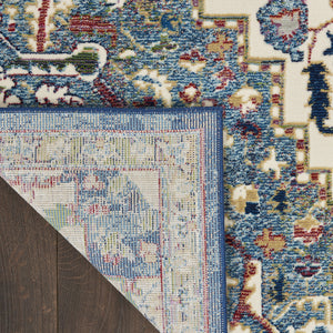 Homeroots 5' X 8' Navy Blue And Ivory Floral Medallion Distressed Non Skid Area Rug  Polypropylene,Polyester 551180