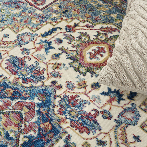 Homeroots 5' X 8' Navy Blue And Ivory Floral Medallion Distressed Non Skid Area Rug  Polypropylene,Polyester 551180