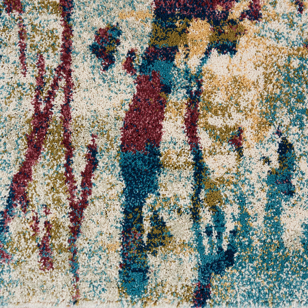 Homeroots 5' X 7' Cream Blue And Green Abstract Distressed Area Rug  Polypropylene 551182