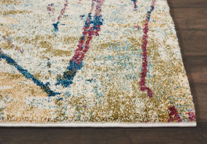 HomeRoots 4' Cream Blue and Green Abstract Distressed Area Rug - Durable Power-Loomed Design for Modern Spaces 5' X 7' 551182