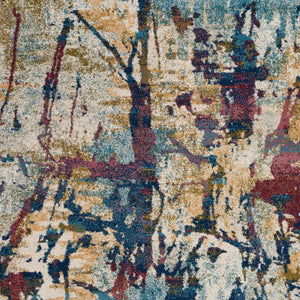 Homeroots 5' X 7' Cream Blue And Green Abstract Distressed Area Rug  Polypropylene 551182