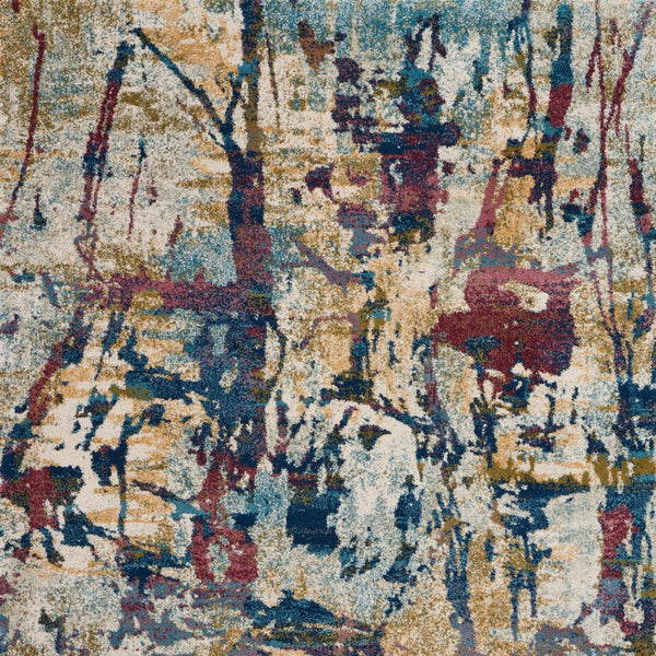 Homeroots 5' X 7' Cream Blue And Green Abstract Distressed Area Rug  Polypropylene 551182