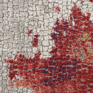 Homeroots 5' X 8' Ivory Red And Blue Abstract Distressed Non Skid Area Rug  Polypropylene,Polyester 551184