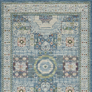 Homeroots 5' X 8' Ivory Blue And Green Oriental Distressed Non Skid Area Rug  Polypropylene,Polyester 551189