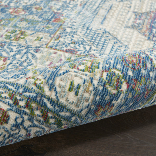 Homeroots 5' X 8' Ivory Blue And Green Oriental Distressed Non Skid Area Rug  Polypropylene,Polyester 551189