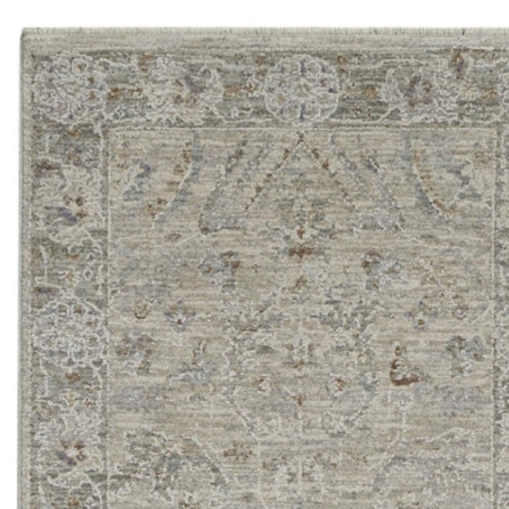 HomeRoots 4' Floral Power Loom Area Rug in Gray Tones – Stylish, Durable, and Easy Care for Any Space 10' Runner 551191