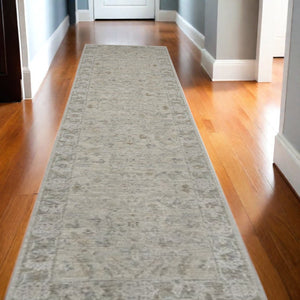 HomeRoots 4' Floral Power Loom Area Rug in Gray Tones – Stylish, Durable, and Easy Care for Any Space 10' Runner 551191