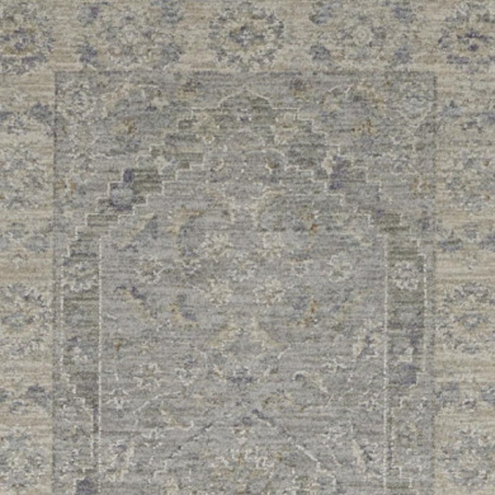 HomeRoots 10' Gray Floral Runner Rug - Elegant, Durable Design for Hallways, Kitchens, and Narrow Spaces 551192