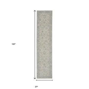 Homeroots 10' Runner Gray Floral Power Loom Runner Rug  Polypropylene,Polyester 551193