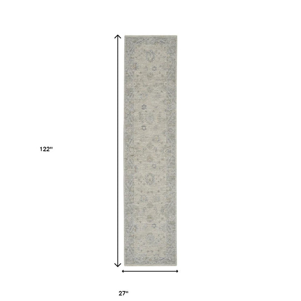 Homeroots 10' Runner Gray Floral Power Loom Runner Rug  Polypropylene,Polyester 551193