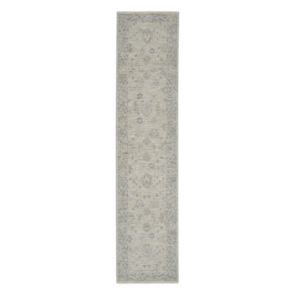 HomeRoots 4' Timeless Gray and Dark Gray Floral Power Loomed Area Rug for Elegant Home Décor and Comfort 10' Runner 551193