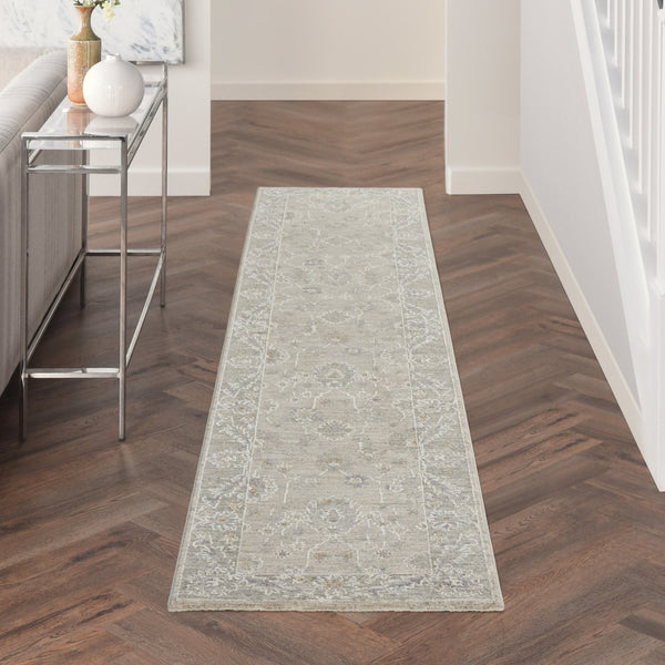 HomeRoots 4' Timeless Gray and Dark Gray Floral Power Loomed Area Rug for Elegant Home Décor and Comfort 10' Runner 551193