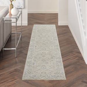 Homeroots 10' Runner Gray Floral Power Loom Runner Rug  Polypropylene,Polyester 551193