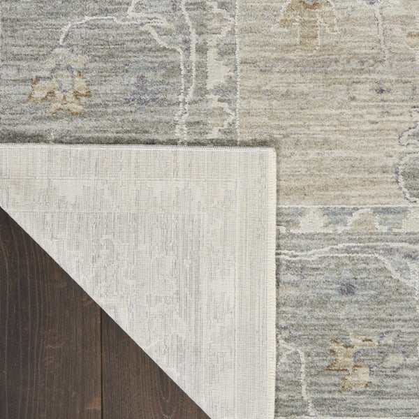 HomeRoots 4' Timeless Gray and Dark Gray Floral Power Loomed Area Rug for Elegant Home Décor and Comfort 10' Runner 551193