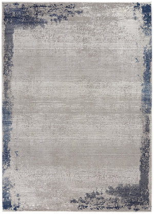 Homeroots 5' X 7' Navy Blue And Gray Abstract Distressed Non Skid Area Rug  Polypropylene,Polyester 551194