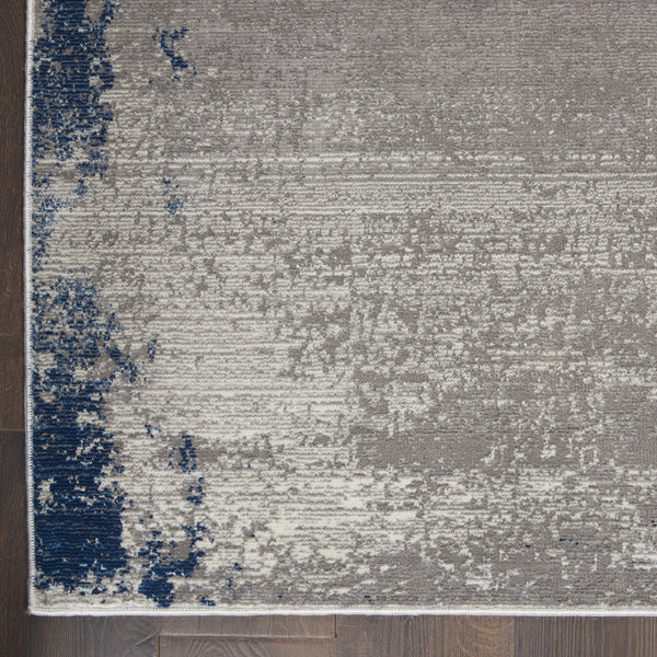Homeroots 5' X 7' Navy Blue And Gray Abstract Distressed Non Skid Area Rug  Polypropylene,Polyester 551194