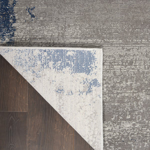 Homeroots 5' X 7' Navy Blue And Gray Abstract Distressed Non Skid Area Rug  Polypropylene,Polyester 551194