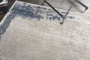 Homeroots 5' X 7' Navy Blue And Gray Abstract Distressed Non Skid Area Rug  Polypropylene,Polyester 551194