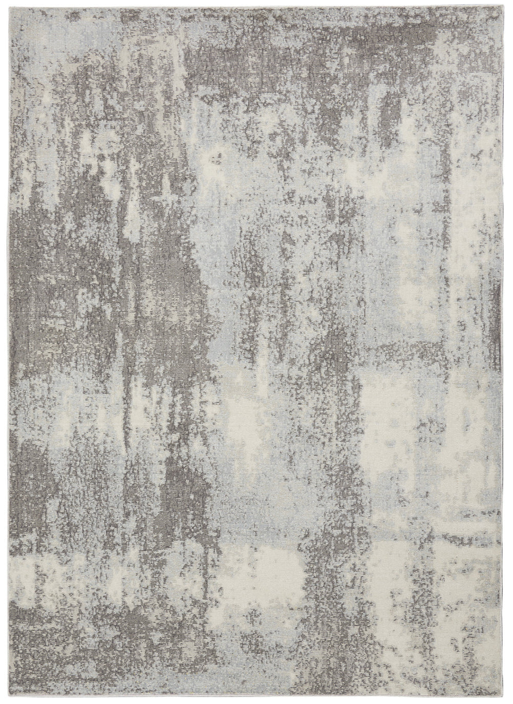Homeroots 5' X 7' Gray Ivory And Light Blue Abstract Non Skid Area Rug  Polypropylene,Polyester 551195