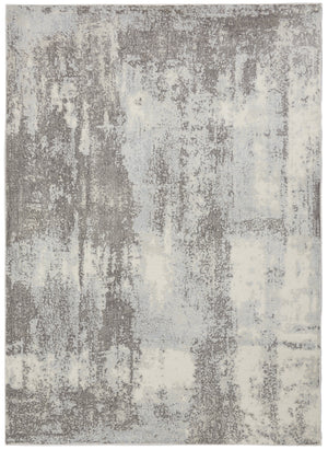 Homeroots 5' X 7' Gray Ivory And Light Blue Abstract Non Skid Area Rug  Polypropylene,Polyester 551195