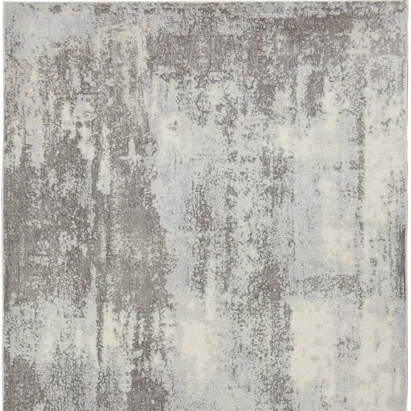 Homeroots 5' X 7' Gray Ivory And Light Blue Abstract Non Skid Area Rug  Polypropylene,Polyester 551195