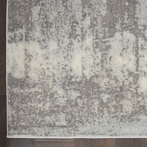 Homeroots 5' X 7' Gray Ivory And Light Blue Abstract Non Skid Area Rug  Polypropylene,Polyester 551195