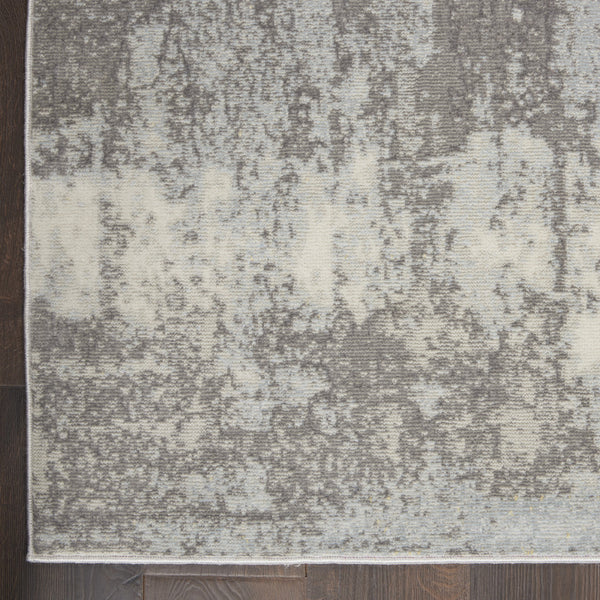 Homeroots 5' X 7' Gray Ivory And Light Blue Abstract Non Skid Area Rug  Polypropylene,Polyester 551195