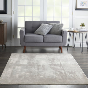 Homeroots 5' X 7' Gray Ivory And Light Blue Abstract Non Skid Area Rug  Polypropylene,Polyester 551195