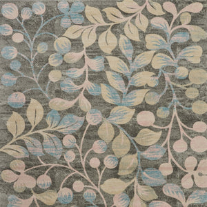 Homeroots 8' X 10' Beige Gray And Blue Botanical Leaves Area Rug - Stain Resistant, Durable, Stylish Decor Piece  Polypropylene 551196