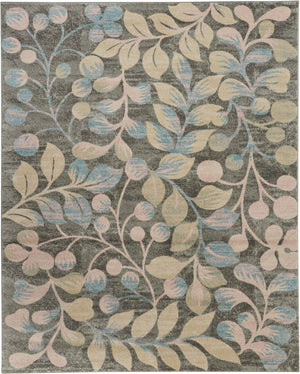 HomeRoots 5' Tropical Floral Area Rug in Beige, Gray & Blue - Perfect for Cozy Living Spaces & High Traffic Areas 8' X 10' 551196