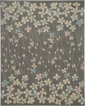 HomeRoots 8 Foot X 10 Beige Gray Floral Polypropylene Rug for Living Room or Bedroom 551197