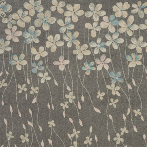 8 Foot X 10 Beige Gray Floral Polypropylene Rug for Living Room or Bedroom