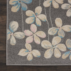 8 Foot X 10 Beige Gray Floral Polypropylene Rug for Living Room or Bedroom