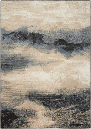 HomeRoots 5' Abstract Gray, Black & Beige Non-Skid Rug – Durable, Stain-Resistant Design for Modern Interiors 7' X 10' 551202
