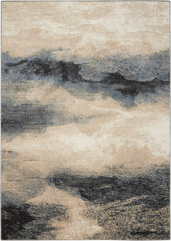 HomeRoots 5' Abstract Gray, Black & Beige Non-Skid Rug – Durable, Stain-Resistant Design for Modern Interiors 7' X 10' 551202