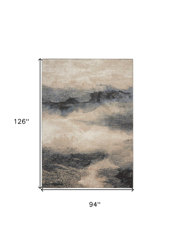 Homeroots 8' X 11' Gray Black And Beige Abstract Non Skid Area Rug  Polyester 551203