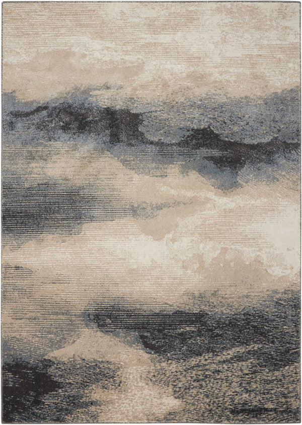 Homeroots 8' X 11' Gray Black And Beige Abstract Non Skid Area Rug  Polyester 551203