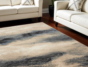 Homeroots 8' X 11' Gray Black And Beige Abstract Non Skid Area Rug  Polyester 551203