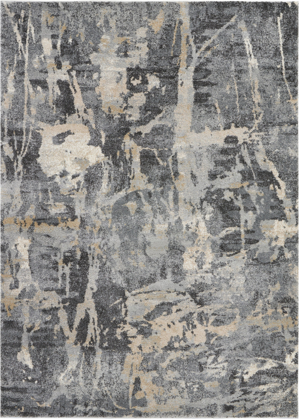 Homeroots 5' X 7' Ivory Black And Gray Abstract Distressed Area Rug  Polypropylene 551210