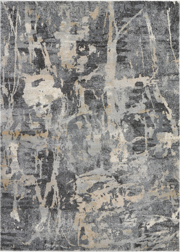 Homeroots 5' X 7' Ivory Black And Gray Abstract Distressed Area Rug  Polypropylene 551210