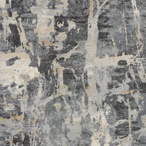 Homeroots 5' X 7' Ivory Black And Gray Abstract Distressed Area Rug  Polypropylene 551210
