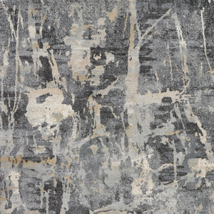 Homeroots 5' X 7' Ivory Black And Gray Abstract Distressed Area Rug  Polypropylene 551210