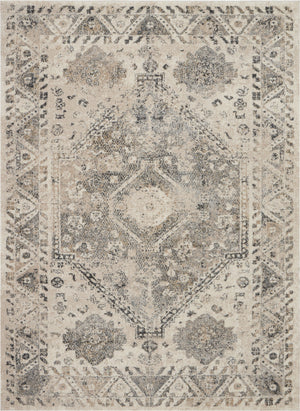 Homeroots 5' X 7' Cream And Gray Floral Distressed Area Rug  Polypropylene 551211